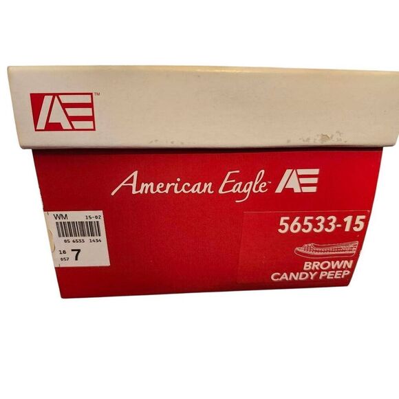 American Eagle NWT Black & White Polk A Dot Flates. Brown Candy Peep Size 7 - Picture 5 of 6